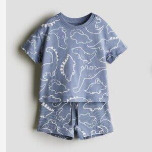 (4/$20) H&M - Cotton Set Dusty Blue/Dinosaurs